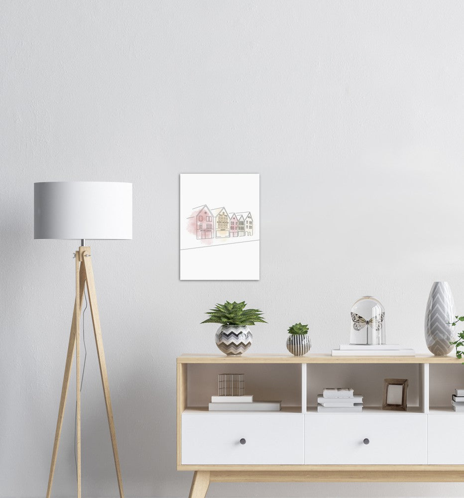 Bryggen i Bergen | Line Art | Poster | Plakat | Abstrakt | Kunst