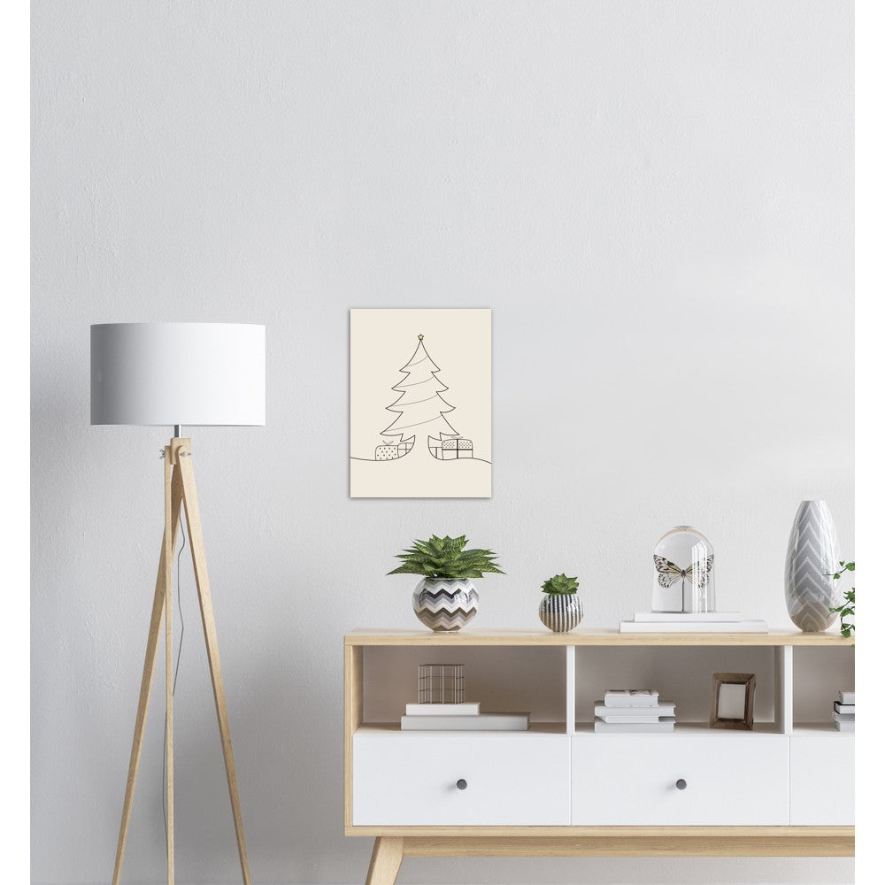Juletre Line Art No.2 - Beige | Julepynt | Plakat
