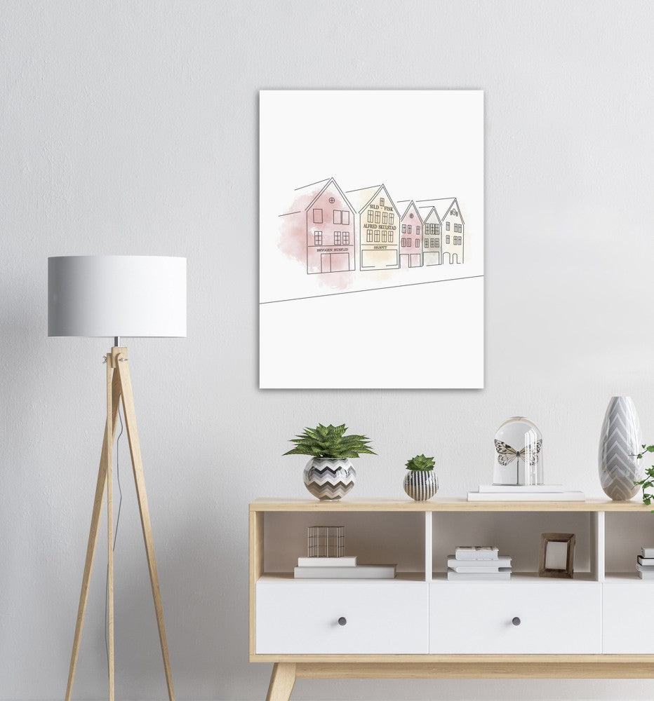 Bryggen i Bergen | Line Art | Poster | Plakat | Abstrakt | Kunst