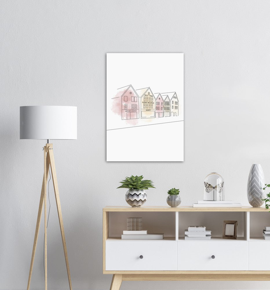Bryggen i Bergen | Line Art | Poster | Plakat | Abstrakt | Kunst
